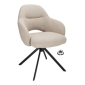 Eetkamerstoel Damy Gear naturel beige gestoffeerd met armleuning