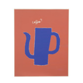Wanddecoratie poster koffiekan blauw terracotta 41x51x3 cm