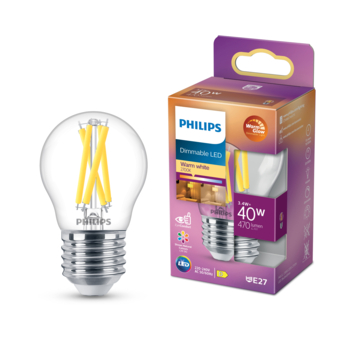Philips LED kogel E27 40W filament helder warmglow dimbaar kopen? LED lampen | Karwei
