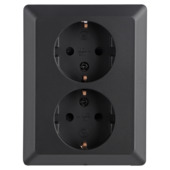Q-Link inbouw dubbel stopcontact randaarde zwart
