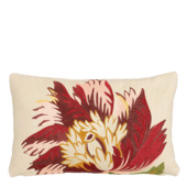 Kussen bloem beige rood 55x35x10 cm