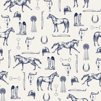Vliesbehang Joules Equestrian paarden print Crème/Blauw (dessin 128902) kopen? Vliesbehang | Karwei