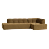 WOOOD hoekbank Roy met verlenging rechts mosterdgeel velvet stof