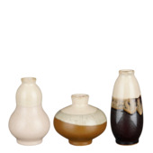 Vaas creme - bruin - zwart steen 15,5xØ8 cm 3 stuks
