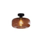 Qazqa plafondlamp Bizle E27 LED lichtbron brons glas