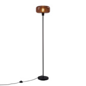 Qazqa vloerlamp Bizle E27 LED lichtbron brons glas
