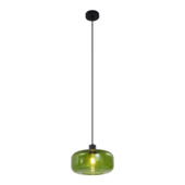 Qazqa hanglamp Bizle E27 LED lichtbron groen glas