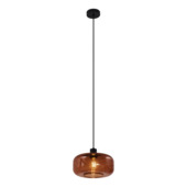 Qazqa hanglamp Bizle E27 LED lichtbron brons glas