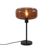 Qazqa tafellamp Bizle E27 LED lichtbron brons glas