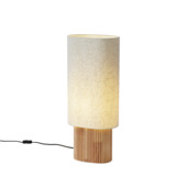 Qazqa vloerlamp Lamel E27 LED lichtbron naturel beige hout met linnen 70 cm