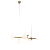 Qazqa 6-lichts hanglamp Monaco G9 LED lichtbron goud met opaal wit glas