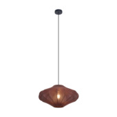 Qazqa 3-lichts hanglamp Plu E27 LED lichtbron bruin stof met metaal