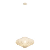 Qazqa 3-lichts hanglamp Plu E27 LED lichtbron beige stof met metaal