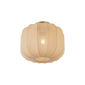 Qazqa plafondlamp Pluni E27 LED lichtbron goud met beige stof