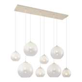 Qazqa 8-lichts hanglamp Sandra E27 LED lichtbron beige met wit glas
