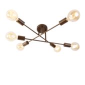 Qazqa 6-lichts plafondlamp Sydney E27 LED lichtbron donkerbrons staal