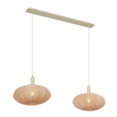 Qazqa 2-lichts hanglamp Bida E27 LED lichtbron beige stof