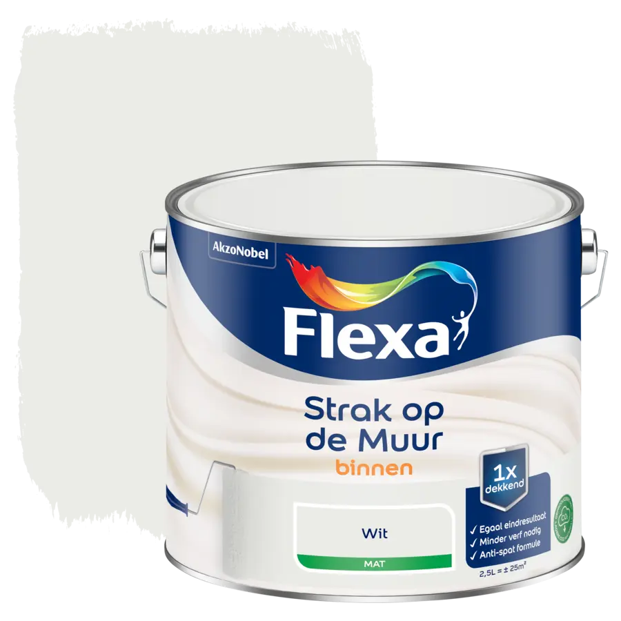 Flexa Strak op de Muur muurverf mat wit 2,5 liter
