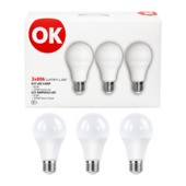 OK LED lamp E27 8,5W=60W 806lm warm wit 3-pack