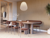 Lattenwand Curve warm eiken 260 x 30 cm