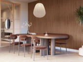 Lattenwand Curve donker walnoot 260 x 30 cm