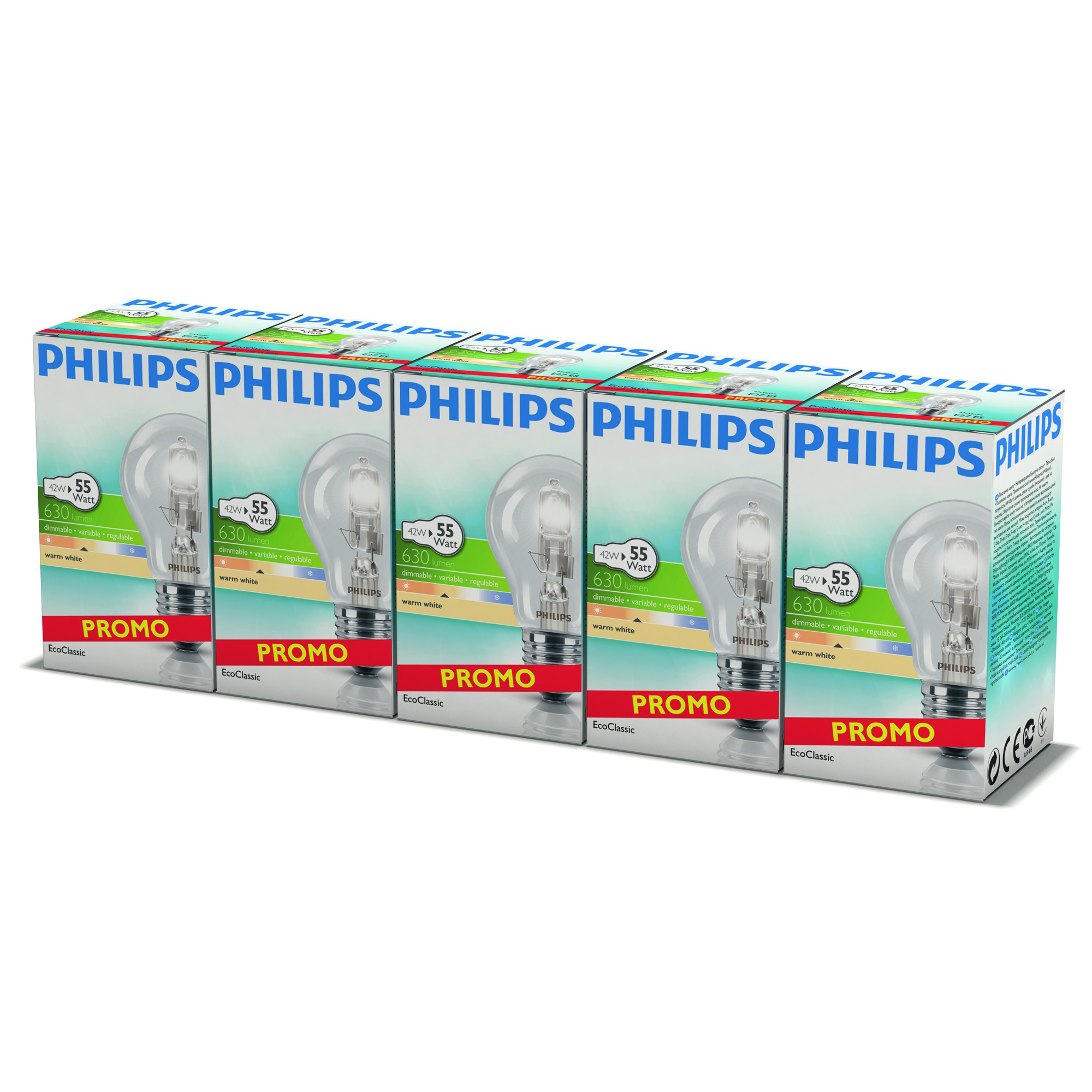 Philips Ecoclassic Halogeenlamp Peer Helder E27 42W 5 Stuks philips kopen in de aanbieding