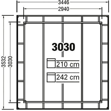 Overkapping Living Cabin, incl. zijwanden 345x353 cm