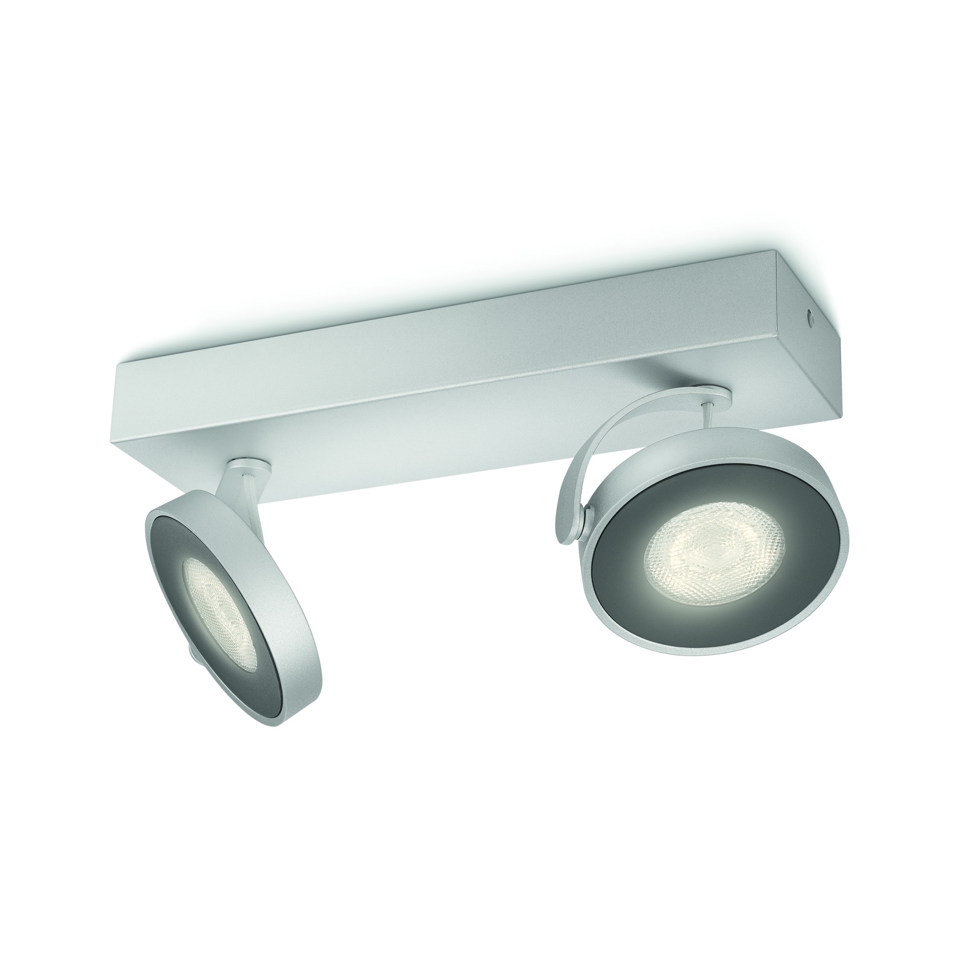 Philips Duospot Clockwork Aluminium Incl 2X Led 4W Dimbaar philips kopen in de aanbieding